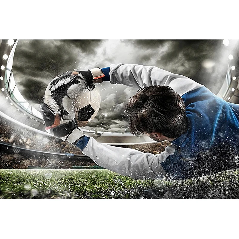 Art mural de joueur de football en gris, peinture murale nordique pour le salon Clearhalo