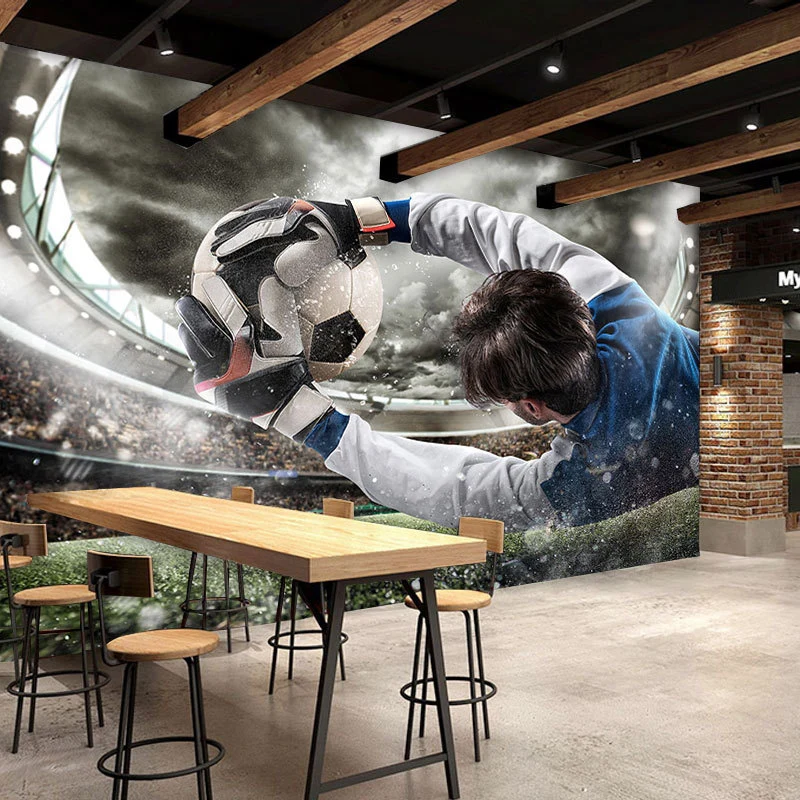 Art mural de joueur de football en gris, peinture murale nordique pour le salon Clearhalo