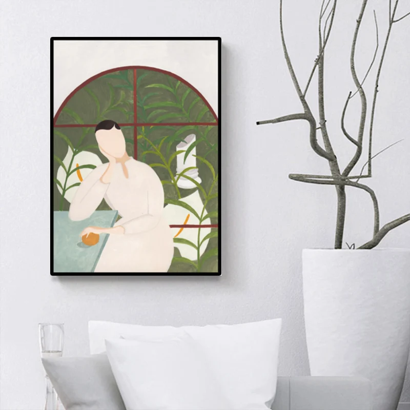 Art mural élégant de femme au foyer pour impression sur toile de mode de salon en couleur pastel Clearhalo