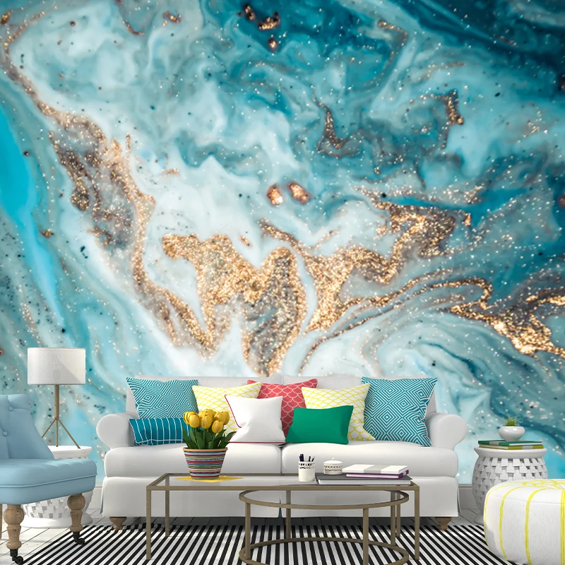 Autocollant mural avec illustration de vagues de mer, Art mural pleine grandeur pour le salon, impression personnalisée Cl...