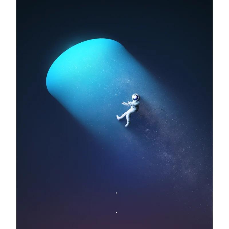 Autocollant Mural d'astronaute de l'espace nocturne de science-fiction, revêtement Mural imperméable bleu pour la maison C...