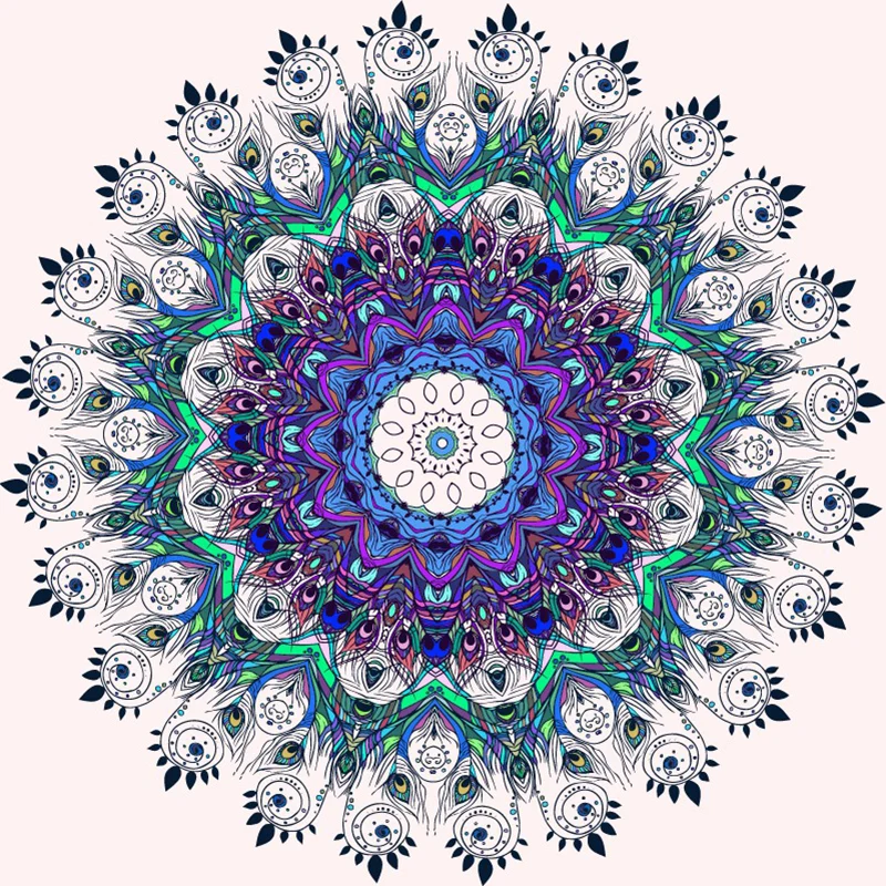 Autocollant mural en forme de plume de paon pour le salon, violet-bleu, taille personnalisée disponible Clearhalo