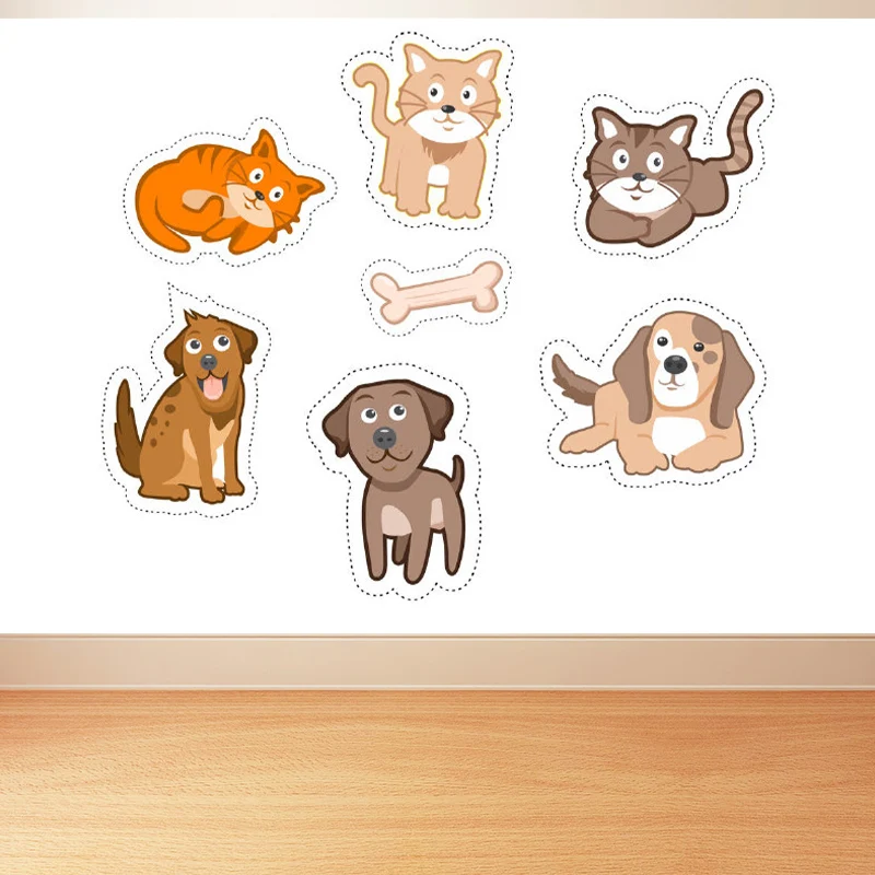 Autocollant Mural intelligent chat et chien, pour manger, animaux domestiques, Art mural, personnaliser Clearhalo