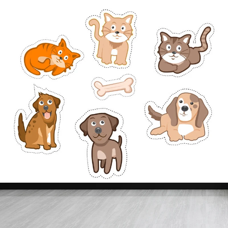 Autocollant Mural intelligent chat et chien, pour manger, animaux domestiques, Art mural, personnaliser Clearhalo