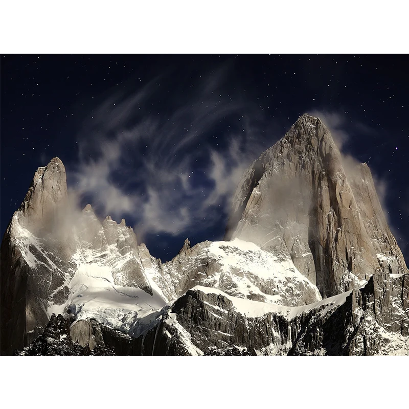 Autocollant Mural moderne de montagne enneigée pour salon, revêtement Mural personnalisé en marron Clearhalo