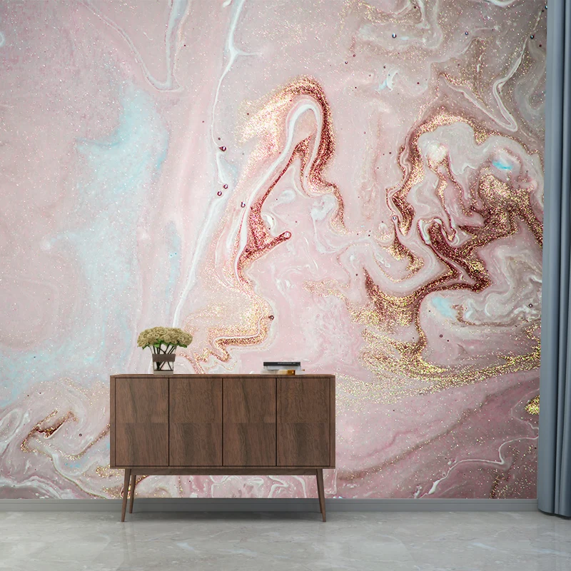 Autocollant mural à motifs de vagues Artistry pour revêtement mural personnalisé de salon en rose Clearhalo