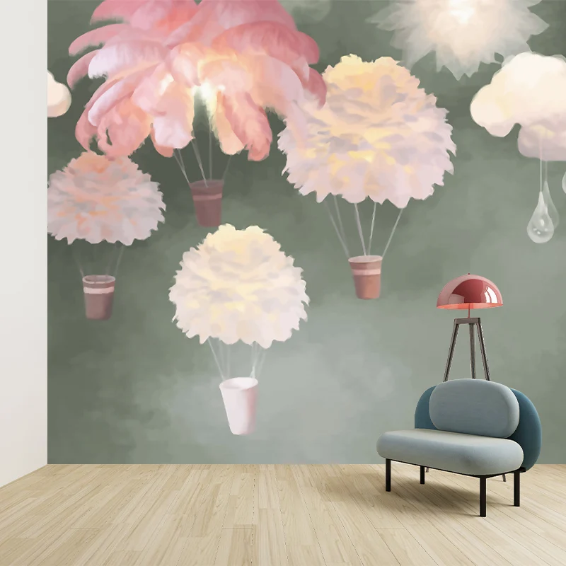 Ballon de plumes d'art pour enfants, décoration murale grise et rose pour chambre de filles, taille en option Clearhalo