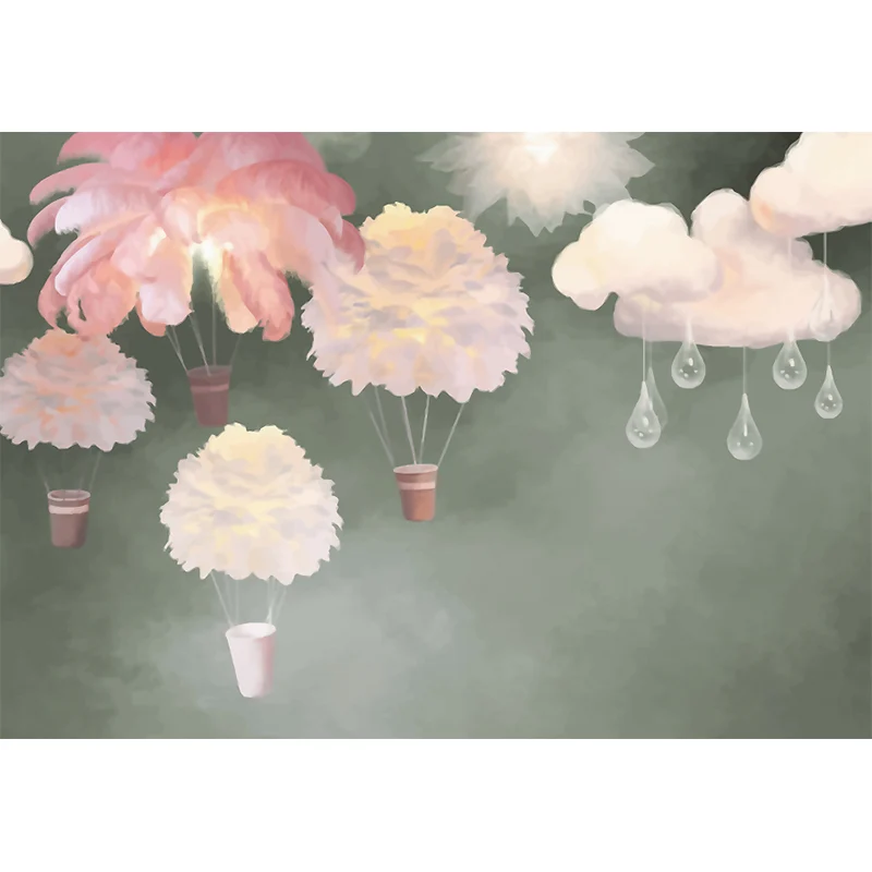 Ballon de plumes d'art pour enfants, décoration murale grise et rose pour chambre de filles, taille en option Clearhalo