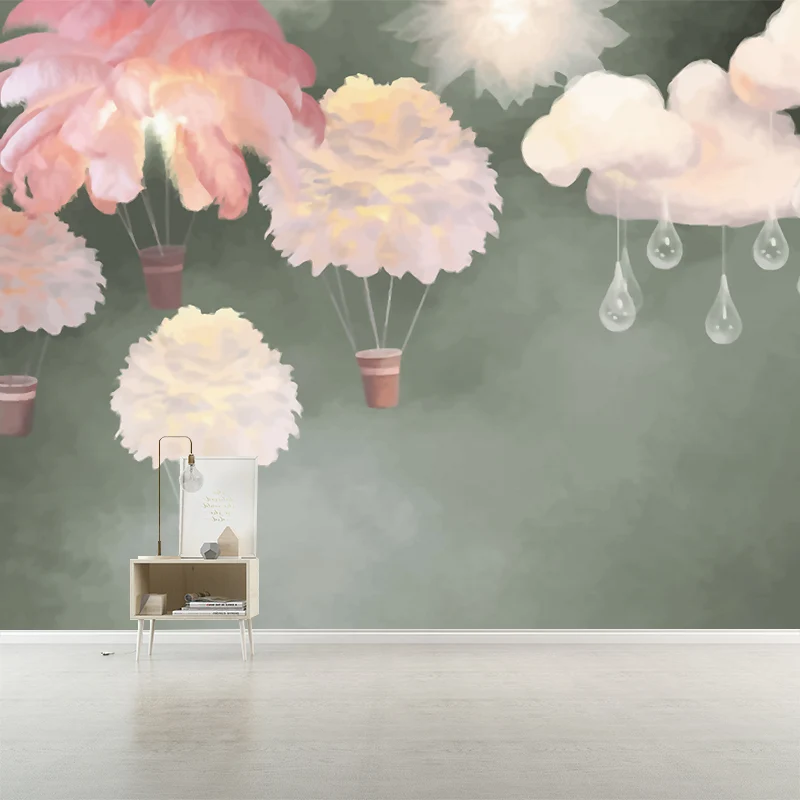 Ballon de plumes d'art pour enfants, décoration murale grise et rose pour chambre de filles, taille en option Clearhalo