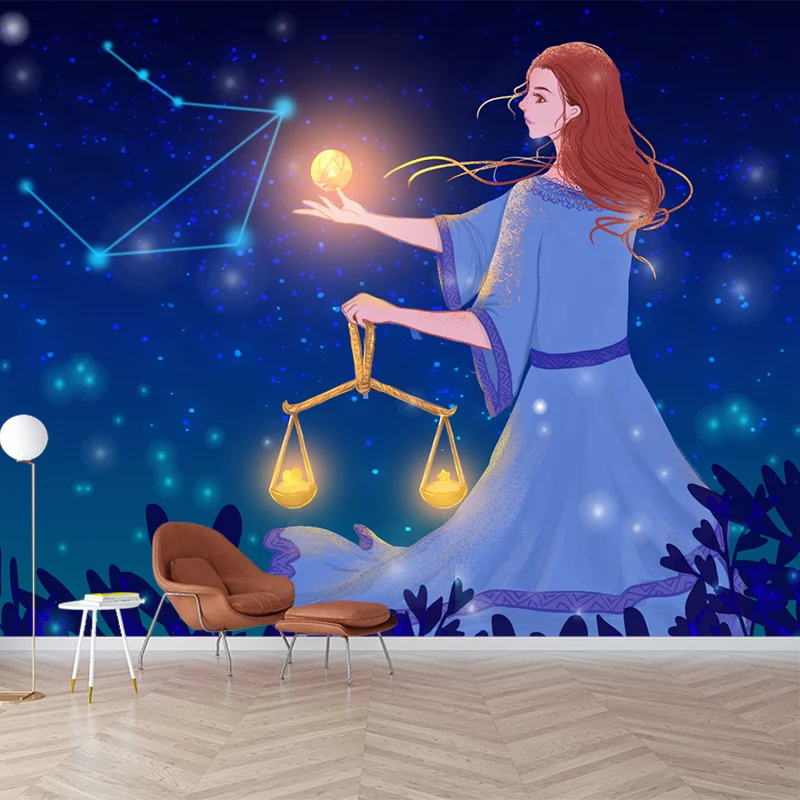 Bleu Balance Constellation Mural Decal Fée Enfants Art Résistant à l’eau Wall Art Clearhalo