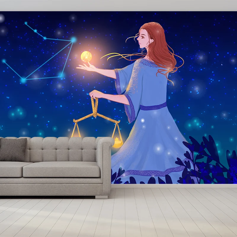 Bleu Balance Constellation Mural Decal Fée Enfants Art Résistant à l’eau Wall Art Clearhalo