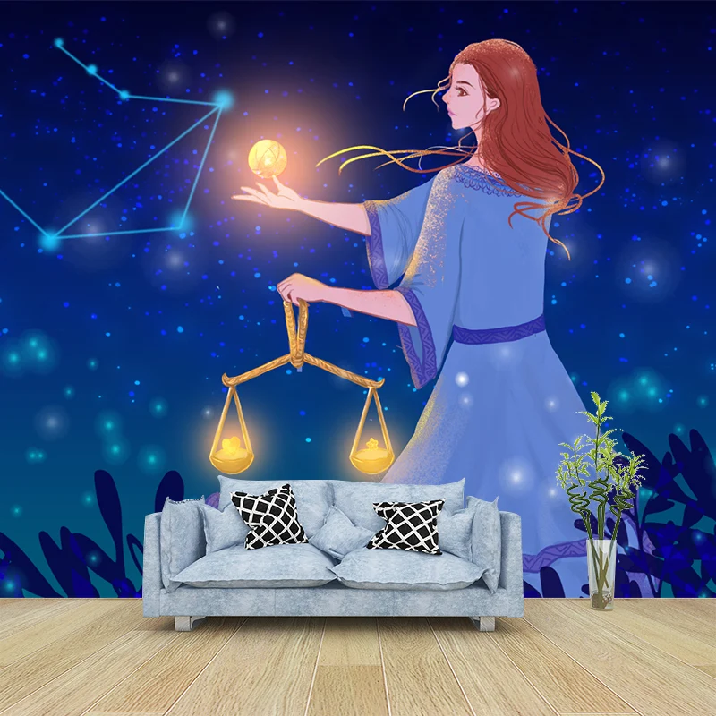 Bleu Balance Constellation Mural Decal Fée Enfants Art Résistant à l’eau Wall Art Clearhalo