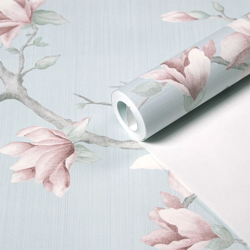 Blossoming Magnolia Wall Art Papier peint intissé Aqua pour décoration intérieure, 20,5 pouces x 33 pieds Clearhalo