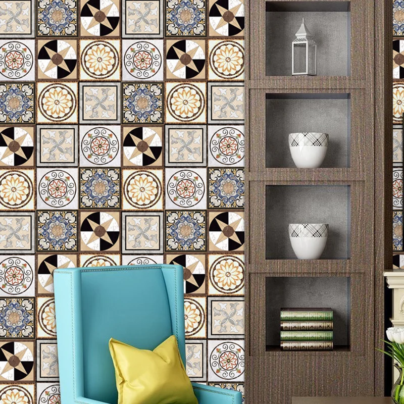 Bordure de papier peint Mandala marron, bâtons de ramassage, Style bohème, Art mural de salon Clearhalo