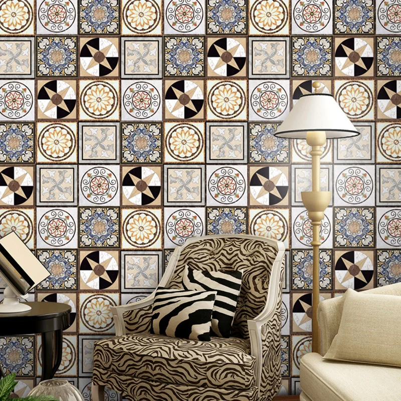 Bordure de papier peint Mandala marron, bâtons de ramassage, Style bohème, Art mural de salon Clearhalo