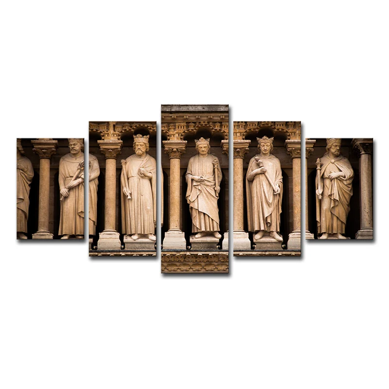 Brown Global Inspired Wall Art Saint Sculptures de Notre Dame Impression sur toile pour la maison Clearhalo
