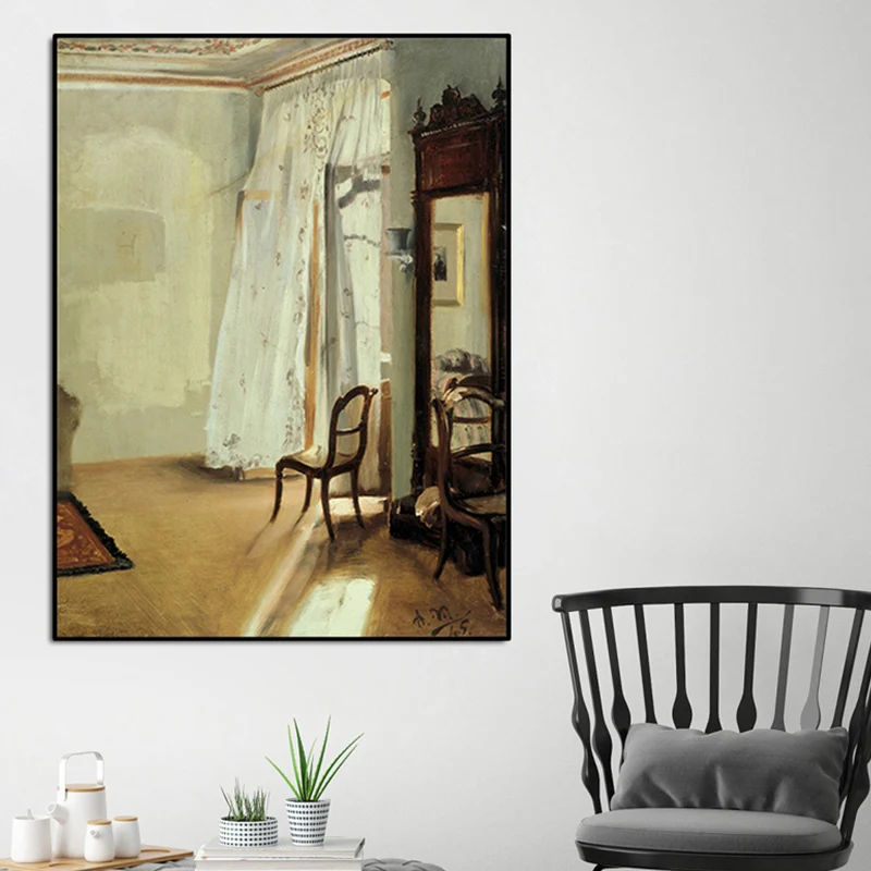 Brown la peinture de la salle du balcon Adolph Menzel Art mural sur toile texturée traditionnelle Clearhalo