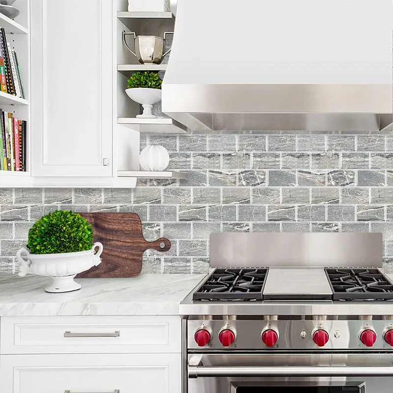 Carreaux à décoller et à coller Subway rectangulaires en PVC imperméable pour cuisine, paquet de 10 Clearhalo