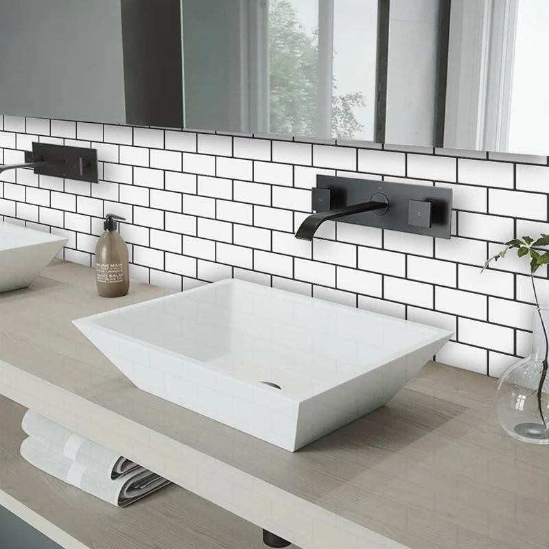 Carreaux à décoller et à coller Subway rectangulaires en PVC imperméable pour cuisine, paquet de 10 Clearhalo