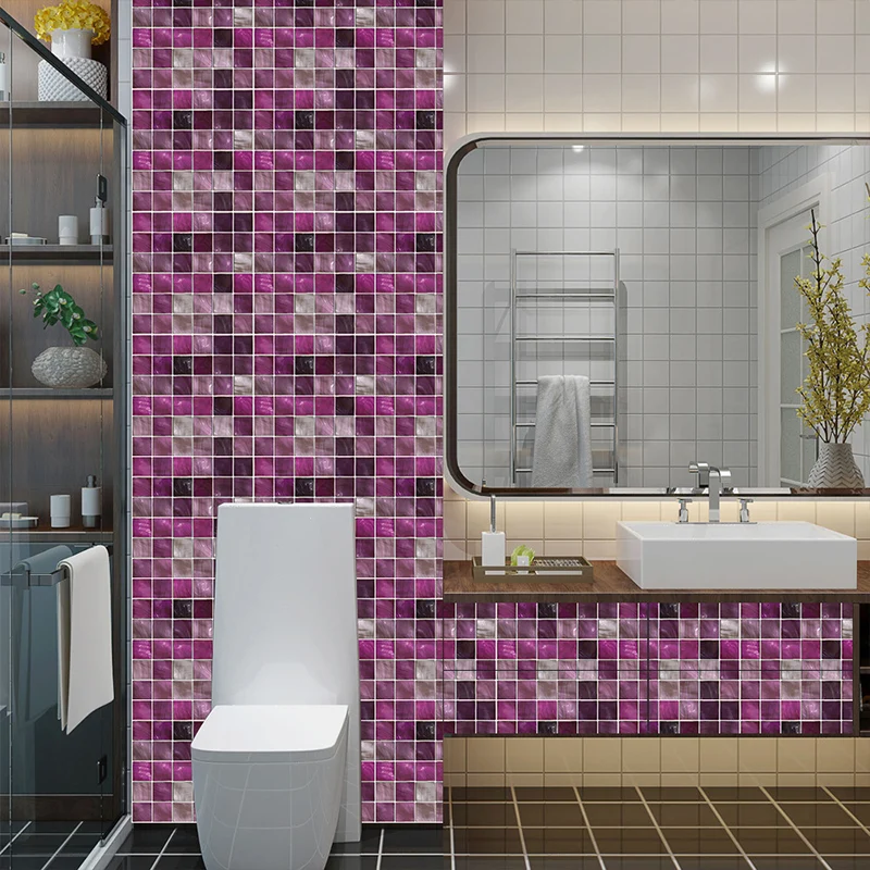 Carreaux de mosaïque bohème, papier peint pelable pour salle de bain, 20 pièces, décoration murale de 8,6 pieds carrés en...