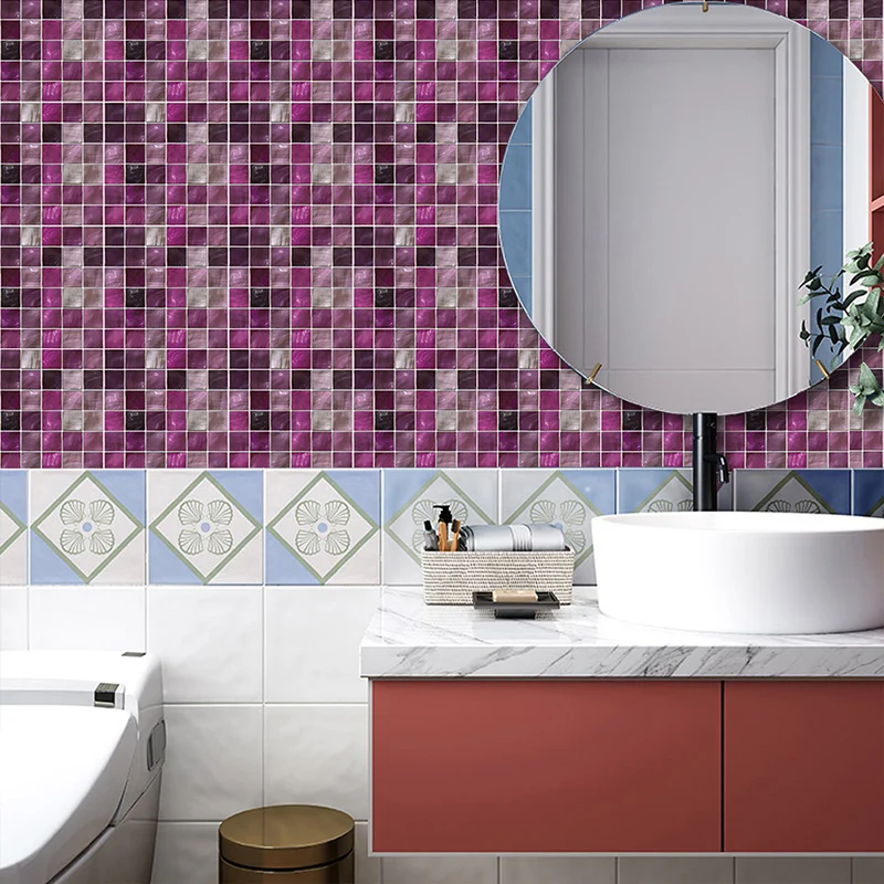 Carreaux de mosaïque bohème, papier peint pelable pour salle de bain, 20 pièces, décoration murale de 8,6 pieds carrés en...