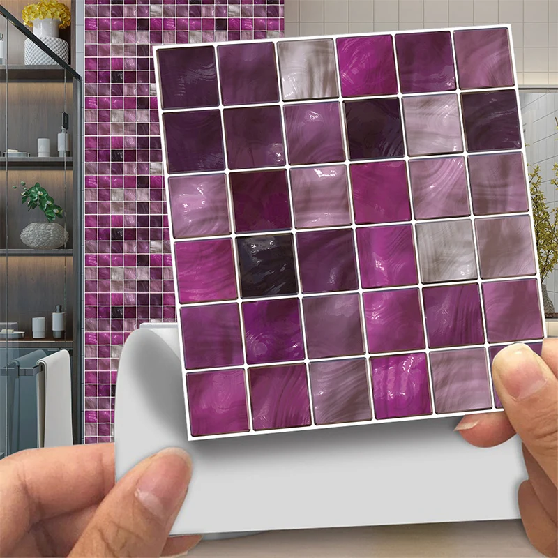 Carreaux de mosaïque bohème, papier peint pelable pour salle de bain, 20 pièces, décoration murale de 8,6 pieds carrés en...