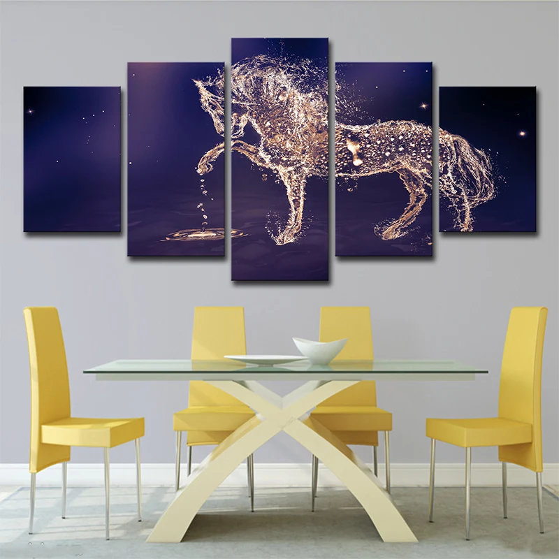 Constellations Horse Wall Art Decor Modernisme Impression sur toile multi-pièces en violet Clearhalo