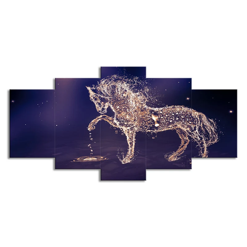 Constellations Horse Wall Art Decor Modernisme Impression sur toile multi-pièces en violet Clearhalo