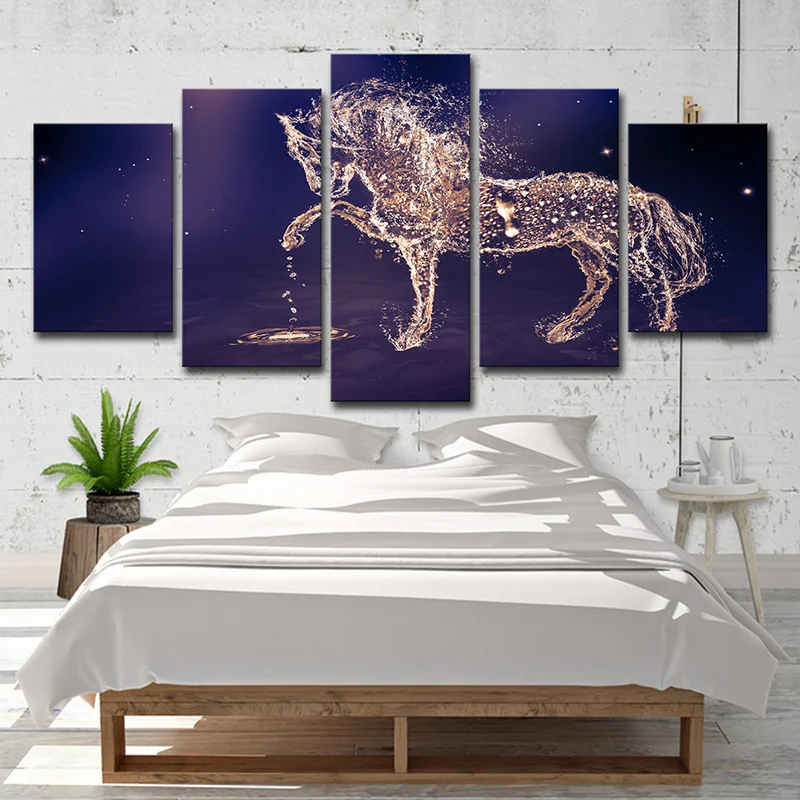 Constellations Horse Wall Art Decor Modernisme Impression sur toile multi-pièces en violet Clearhalo