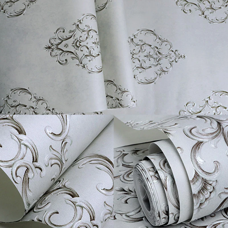 Couleur pastel 57,1 pieds carrés Papier peint non tissé résistant à l'humidité Impression 3D Damask Design Revêtement mura...