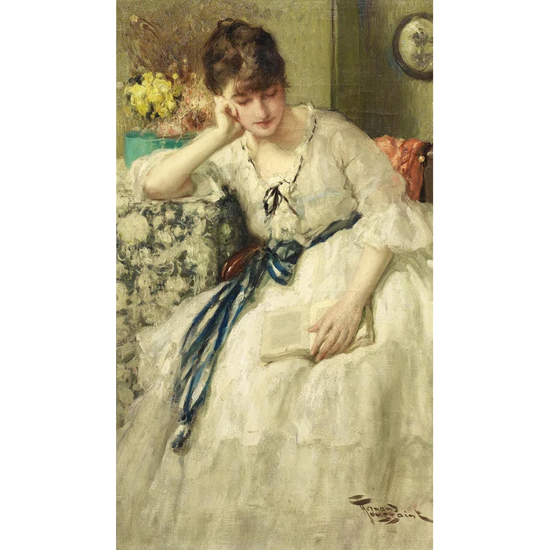 Décalcomanie murale européenne entière en Beige et jaune, Art mural de femme distinguée, sur mesure Clearhalo