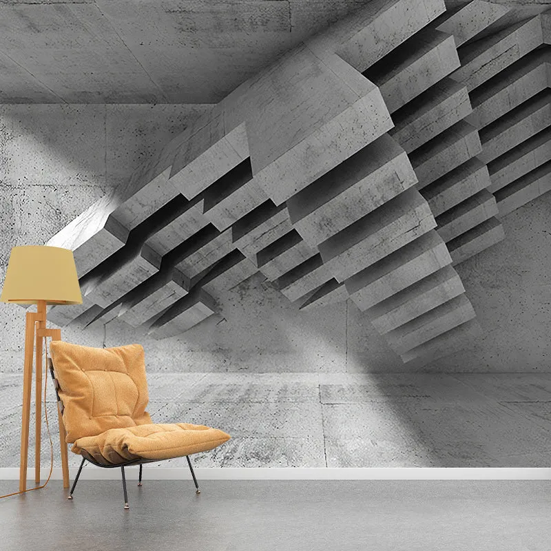 Décoration murale complète pour atelier, papier peint mural 3D Visual Zone en noir et gris, résistant aux taches Clearhalo