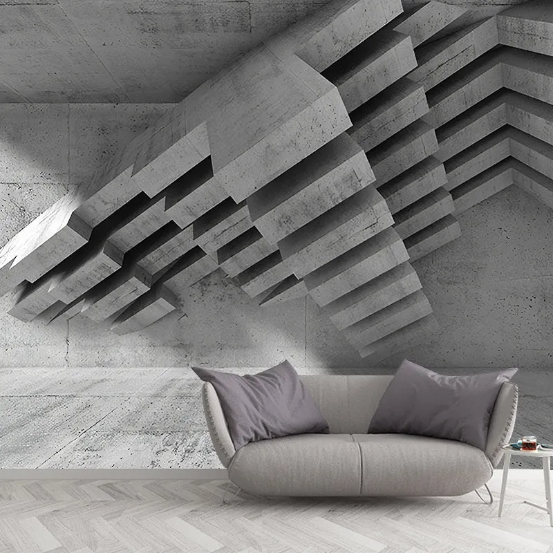 Décoration murale complète pour atelier, papier peint mural 3D Visual Zone en noir et gris, résistant aux taches Clearhalo