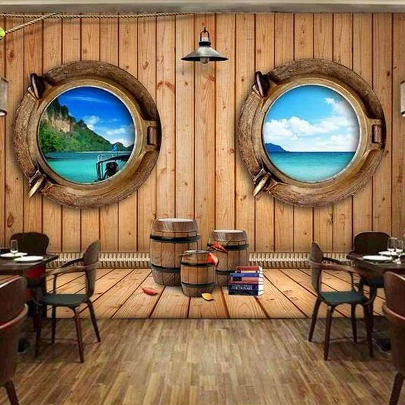 Décoration murale décorative en bord de mer et bois, décoration murale sur mesure pour café Clearhalo