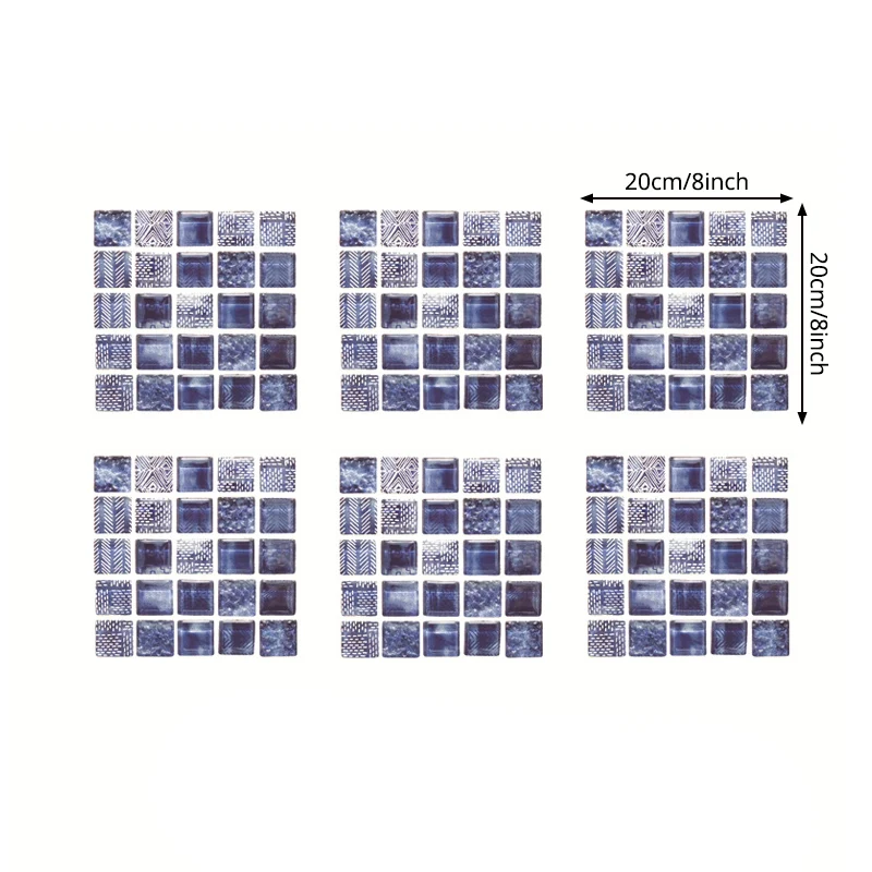 Ensemble de panneaux de papier peint en carrelage moderniste, revêtement mural en mosaïque bleue pour la maison, facile à...