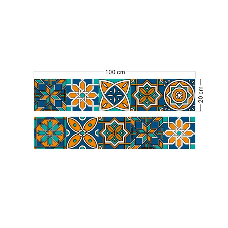 Ensemble de panneaux de papier peint décollables à fleurs ethniques pour mur d'accent, bleu, 3,5' L x 8" l Clearhalo