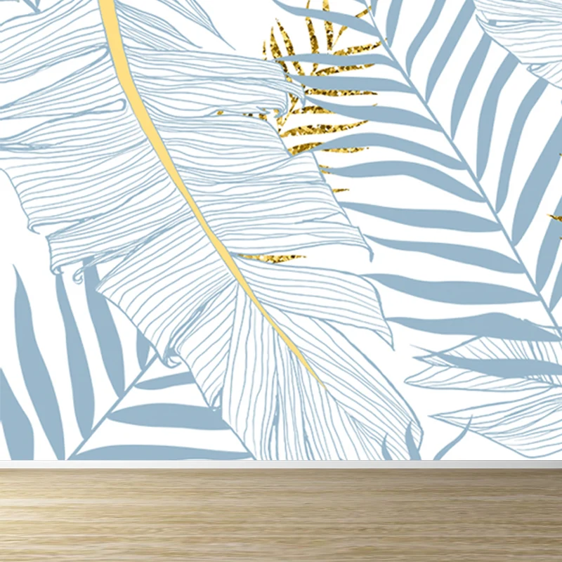 Feuilles imprimées murales tropicales lavables, revêtement mural de salon, à personnaliser Clearhalo