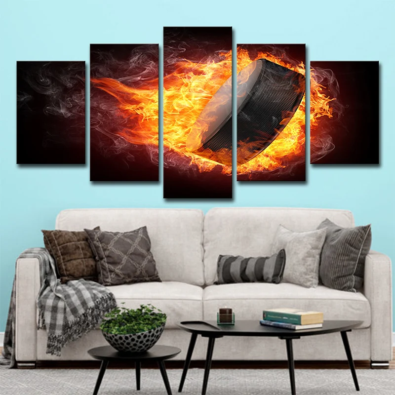 Flame Musical Wall Art Décoration murale moderne sur toile en noir et jaune, plusieurs pièces Clearhalo