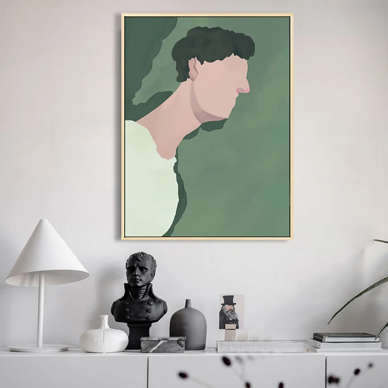 Garçon Figure Dessin Mur Art Décor Funky Texturé Impression sur Toile en Vert pour Chambre Clearhalo