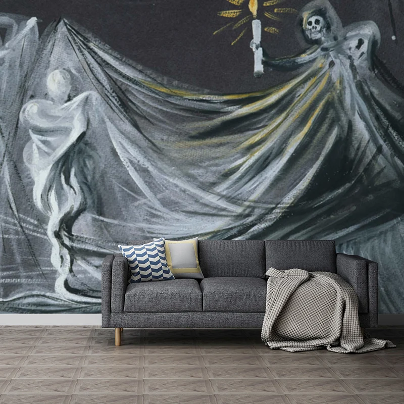 Grande conception surréaliste murale grise lisse pour la scène de la mort dans le revêtement mural de Don Juan Tenorio, ta...