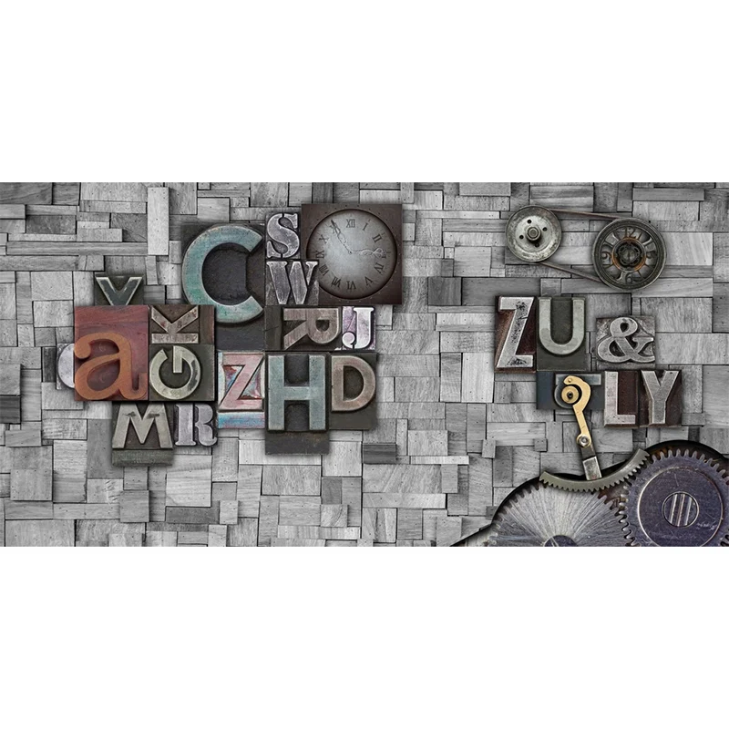 Grande photo murale graffiti pour café et vestiaire en gris, taille personnalisée disponible Clearhalo