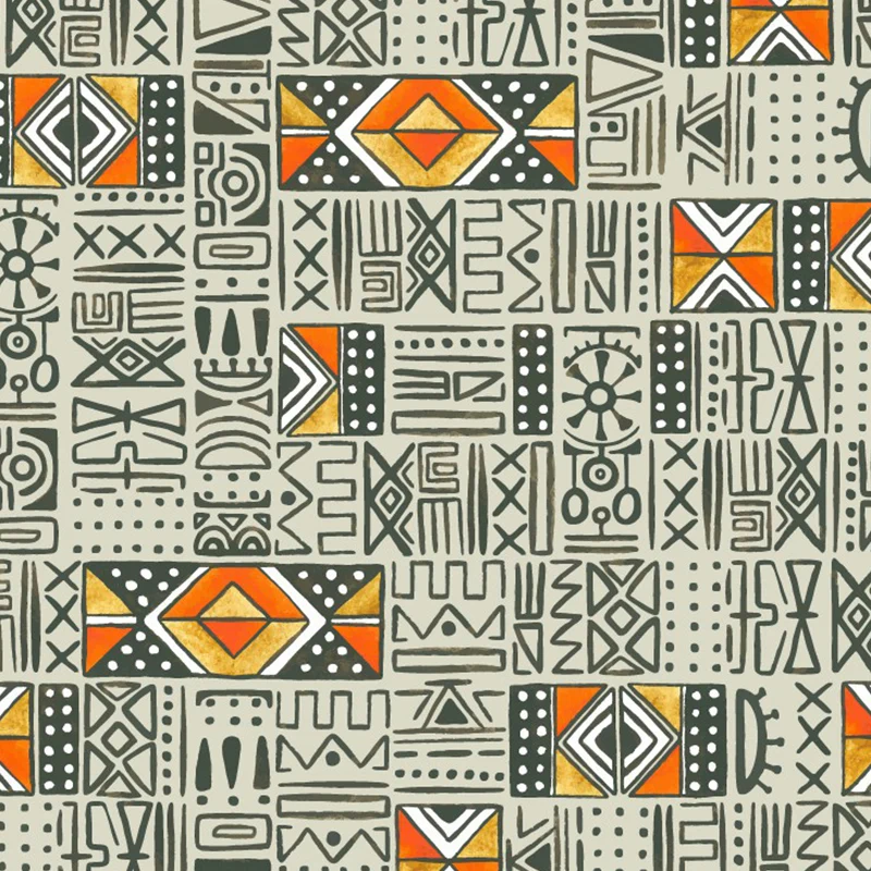 Grandes peintures murales géométriques Art mural non tissé orange-gris, imperméable à l’eau, impression personnalisée Clea...