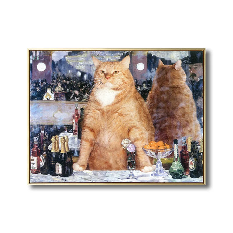 Illustration de chat potelé, impression d'art mural, couleur douce, décoration murale moderne pour salle à manger Clearhalo