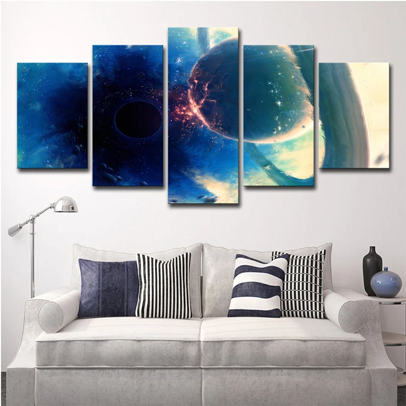 Impression artistique Blue Sun Eclipse sur toile multi-pièces fictive pour le salon Clearhalo