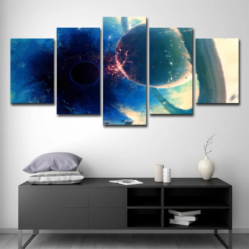 Impression artistique Blue Sun Eclipse sur toile multi-pièces fictive pour le salon Clearhalo