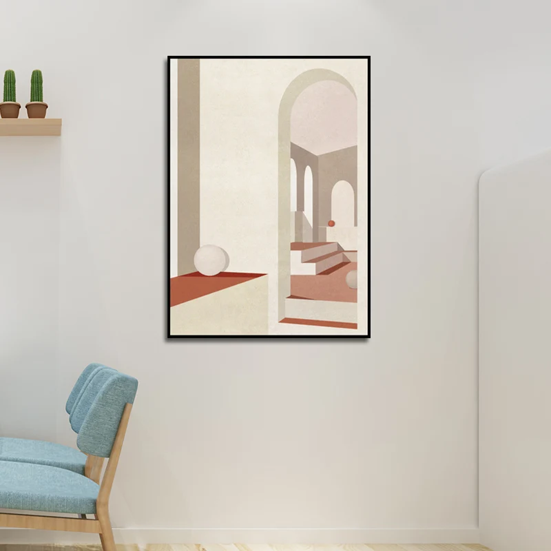 Impression d'art avec vue intérieure de la maison, toile enveloppée de salon texturée contemporaine de couleur claire Clea...