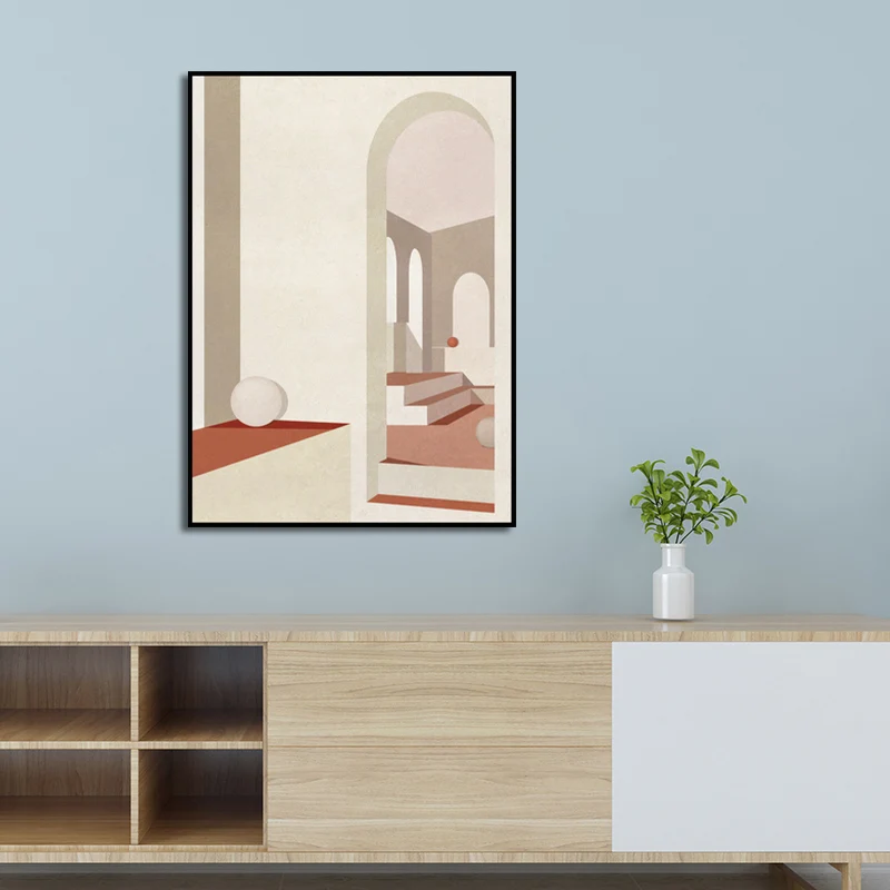 Impression d'art avec vue intérieure de la maison, toile enveloppée de salon texturée contemporaine de couleur claire Clea...