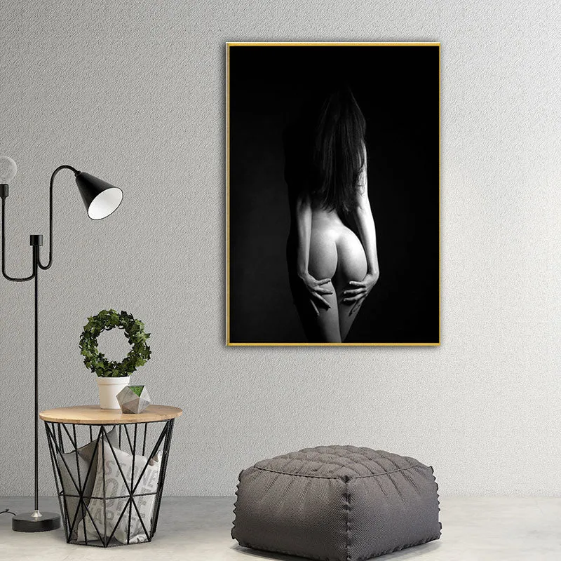 Impression sur toile dos sexy de femme pour chambre à coucher, photographie murale en noir Clearhalo