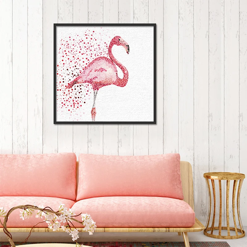 Impression sur toile de flamant rose tropical, décoration murale de salon rose, Surface texturée Clearhalo