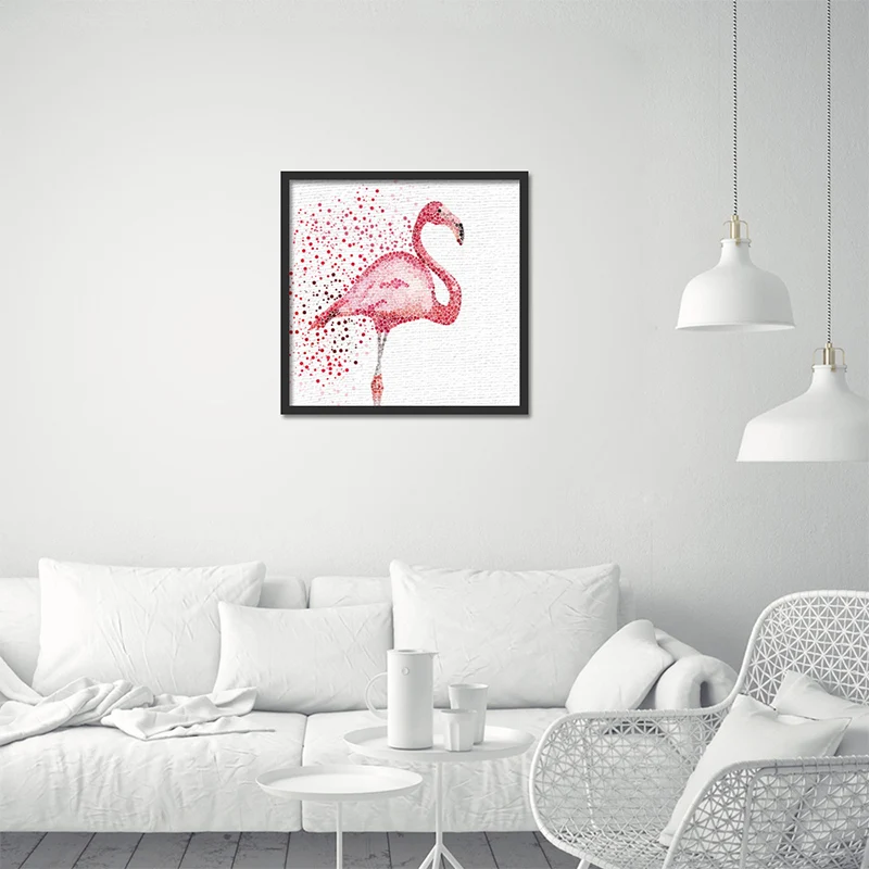 Impression sur toile de flamant rose tropical, décoration murale de salon rose, Surface texturée Clearhalo